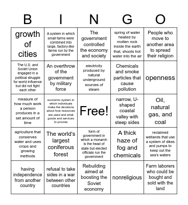 7th Grade Vocab Quiz Bingo Card