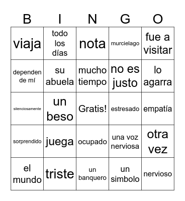 El Global chico chpater 4 Bingo Card