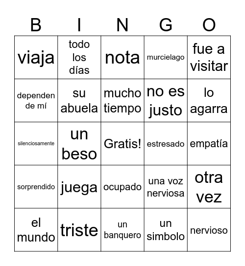 El Global chico chpater 4 Bingo Card