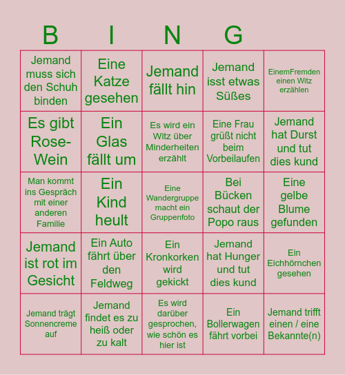 Bingo für die Maiwanderung Bingo Card