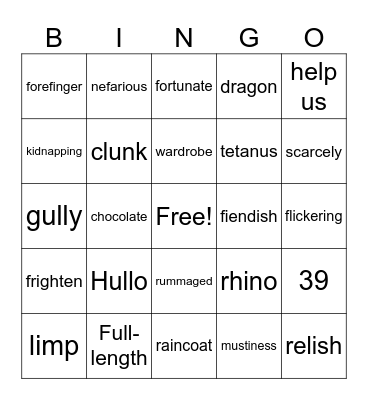 Coraline 50-60 Bingo Card