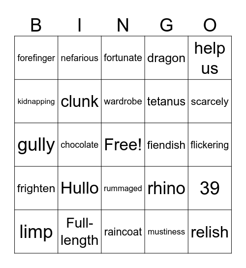 Coraline 50-60 Bingo Card