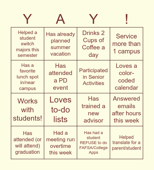 EOY Advisor Bingo Card