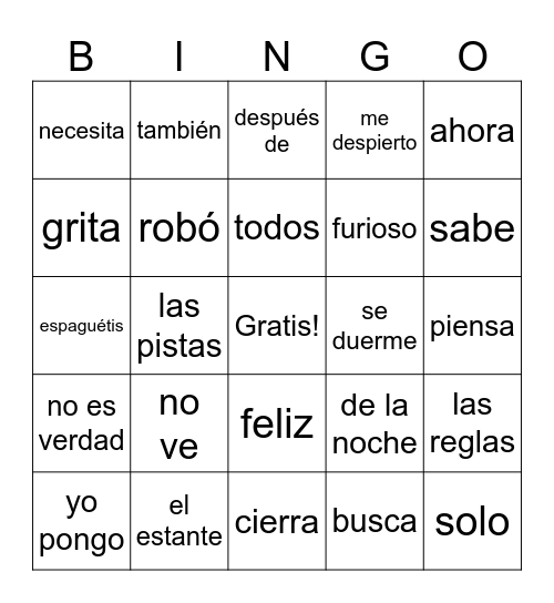 Daniel el Detective Chapter 4 Bingo Card