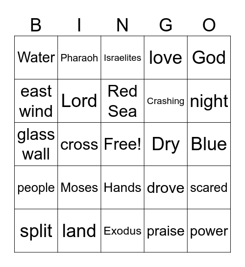 Dividing The Red Sea Bingo Card