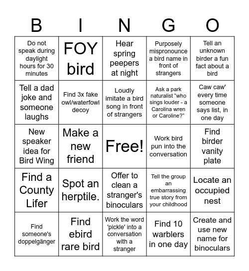 BIRDO Bingo Card