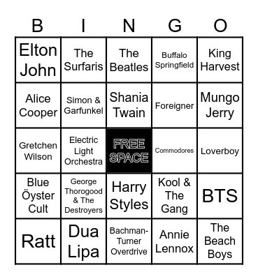 Game 1 - Bingo Beats Bonanza Bingo Card