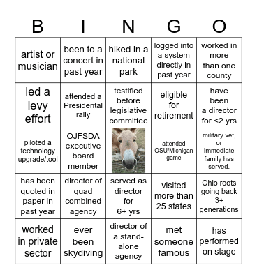 OJFSDA General Session BINGO Card