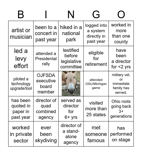 OJFSDA General Session BINGO Card