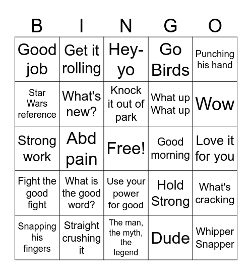 Rob's Bingo Card
