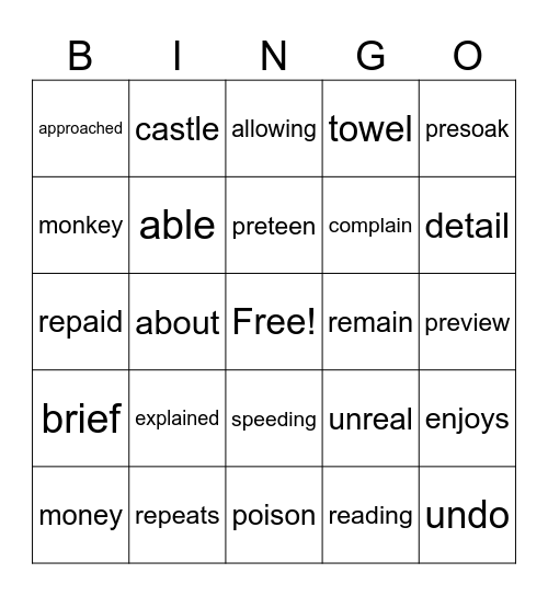 6.3 Bingo Card