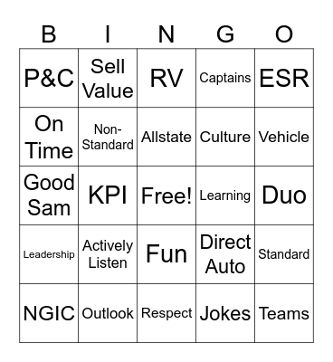 Day One Bingo Card
