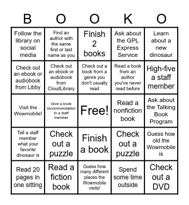 WOWMOBILE-A-RAMA! Unearth a Story: 2026 Summer Reading Program Bingo Card