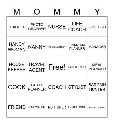 MOTHER'S DAY Bingo Card