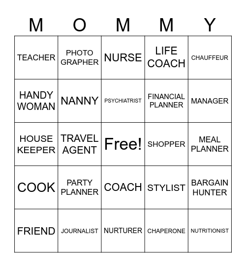 MOTHER'S DAY Bingo Card