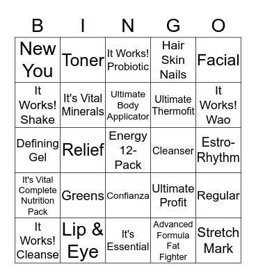 It Works!  Bingo Card