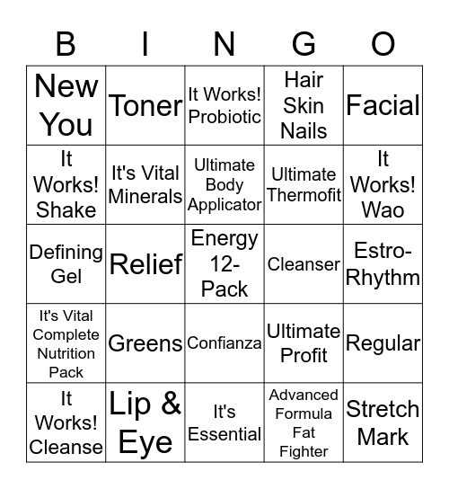 It Works!  Bingo Card