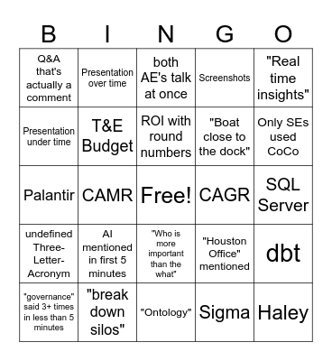 QBR Bingo Card