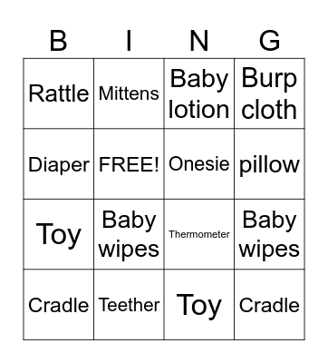 Antra's Baby Shower Bingo Card