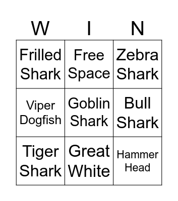 Sharks Bingo Card