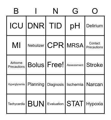NURSING Bingo Card