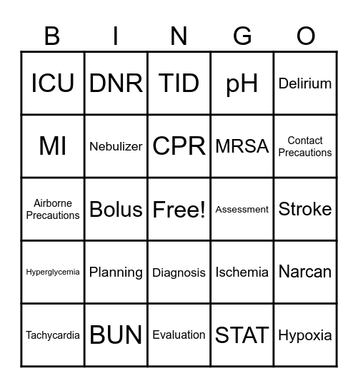 NURSING Bingo Card