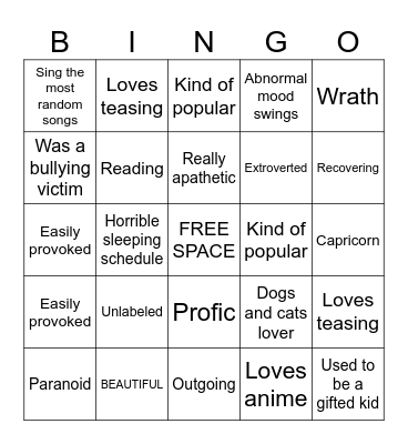 Nem's awesome bingo Card