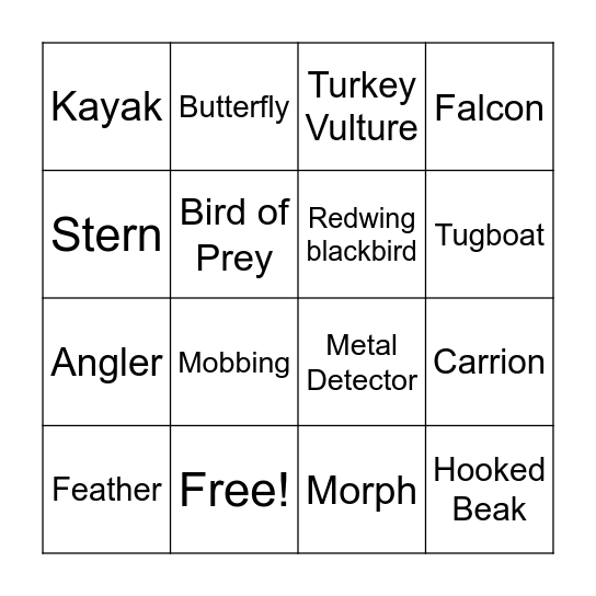 Freighter Bingo Card