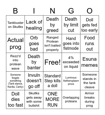 Unfortunate(?) Early TEA prog Bingo Card