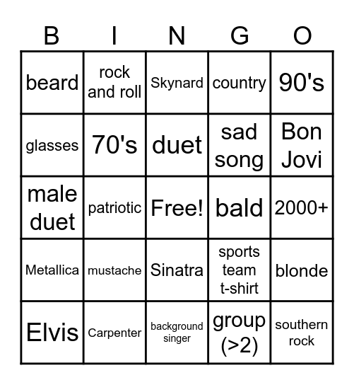 VFW1523 Karaoke BINGO Card