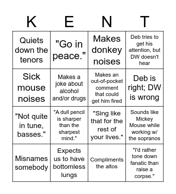 Dr. Walters Bingo Card