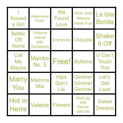 Tonna's Bridal Bingo Card