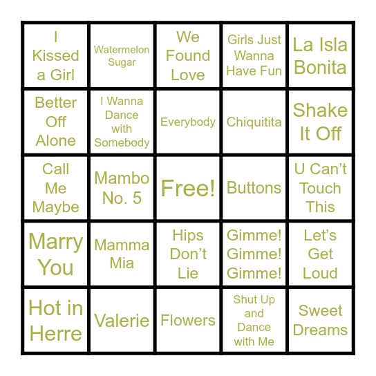 Tonna's Bridal Bingo Card