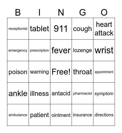 Health Bingo Card