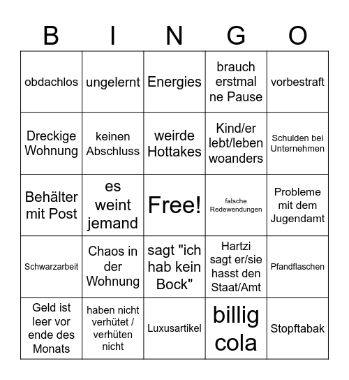 Arbeiten lohnt sich nicht Bingo Card