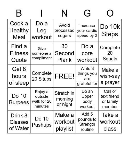 YMCA Bingo (Try to get as many as you can) Bingo Card
