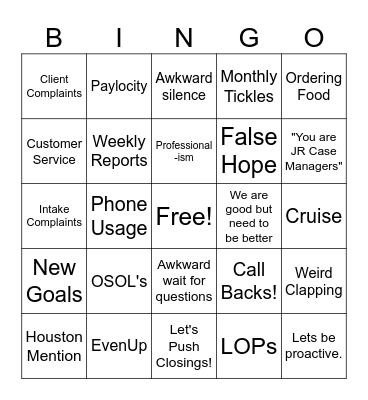 PreLit Meeting Bingo Card