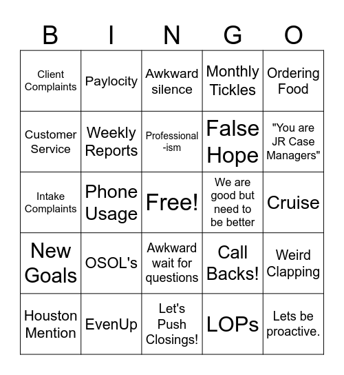 PreLit Meeting Bingo Card