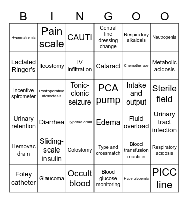 Comprehensive BINGOO Bingo Card
