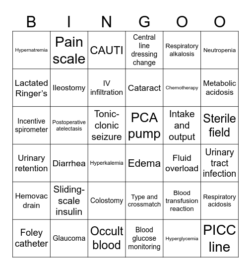 Comprehensive BINGOO Bingo Card