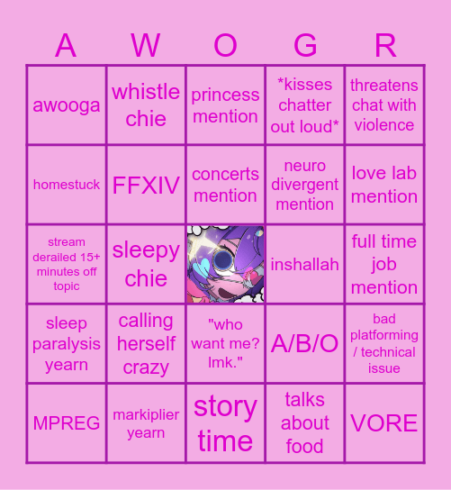 rachie stream bingo (wip) Bingo Card
