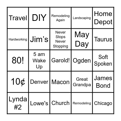 Birthday Bingo Card