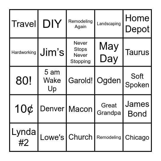 Birthday Bingo Card