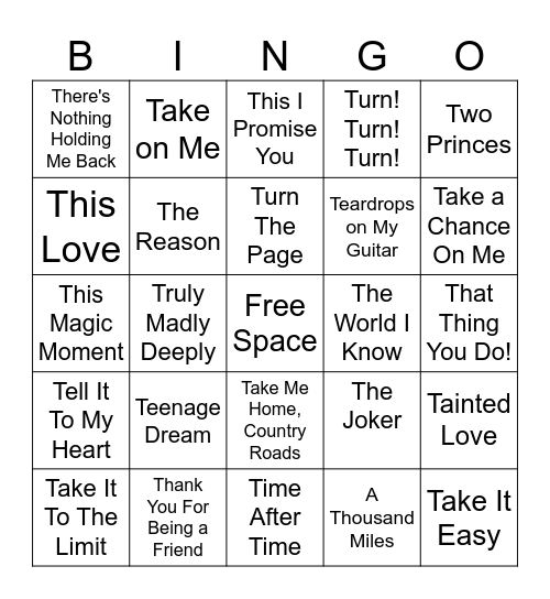 The Letter 'T' Bingo Card