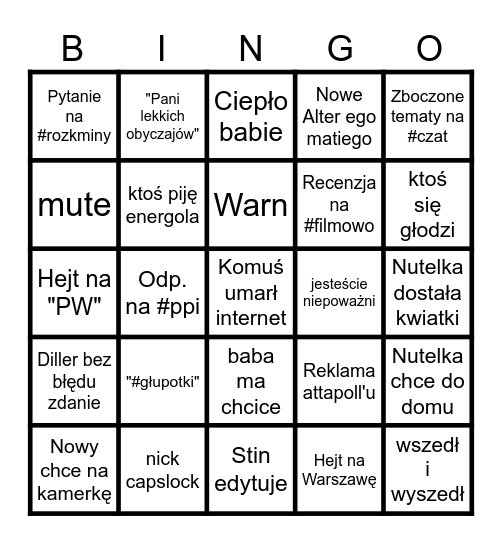 Miodo bingo 29.04 Bingo Card