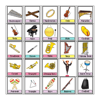 Music Instrument Bingo Card