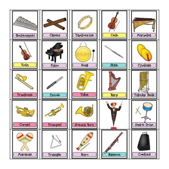 Music Instrument Bingo Card