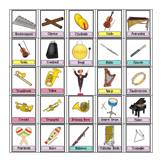 Music Instrument Bingo Card