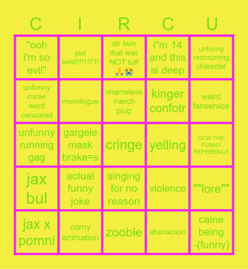 six seven Bingo Card