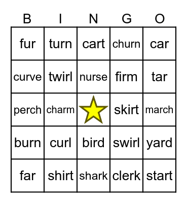 R Controlled Bingo Card